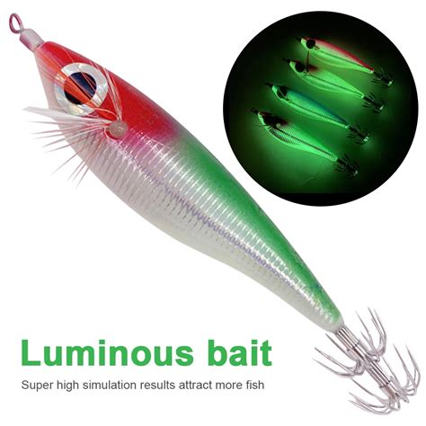 Wood Shrimp Fishing Lure Cm G Squid Jig Hook Bait Fluorescent Grow