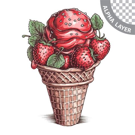 Cono De Helado De Fresa Archivo PSD Premium