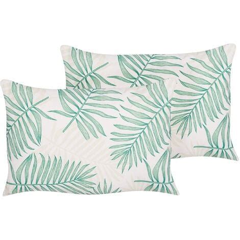 Coussins D Coratifs De Jardin Beige Et Vert Motif De Feuilles X