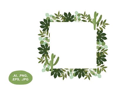 Botanical Square Frame Graphic By Salfiart Creative Fabrica