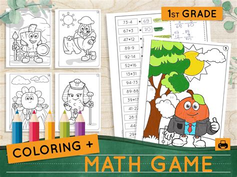 MATH Worksheets for Kids Printable Educational Game Color by Number ...