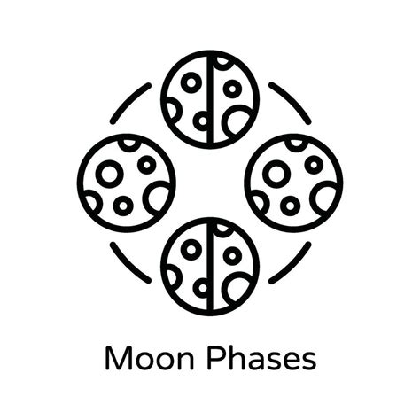 Moon Phases Vector Outline Icon Design Illustration Astrology And Zodiac Signs Symbol On White