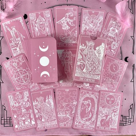 Tarot Deck Pink White Plastic Tarot Cards With Guidebook Etsy Tarot