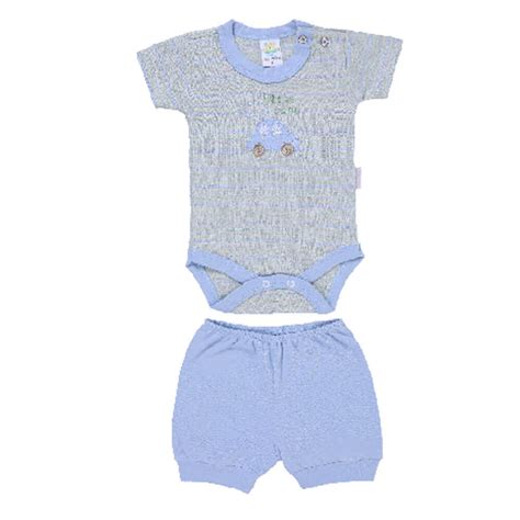 Puro Carinho Roupas De Bebê Maringá - Conjunto Bebê Puro Carinho Bordado Carro - 2 Peças