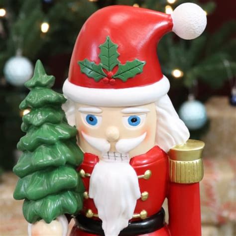 Indoor Christmas Nutcracker Statue Santa Claus With Tree Figurine