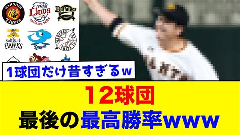 【おかしい】12球団最後の最高勝率が1球団だけヤバすぎた 【なんj反応集】 Youtube