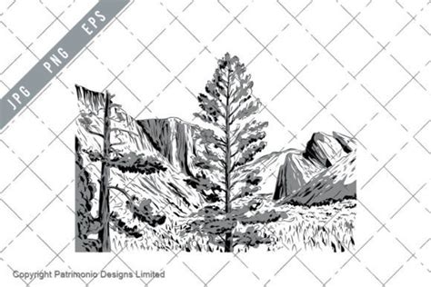 Wawona Tunnel Vista View Yosemite Line Graphic by patrimonio · Creative ...