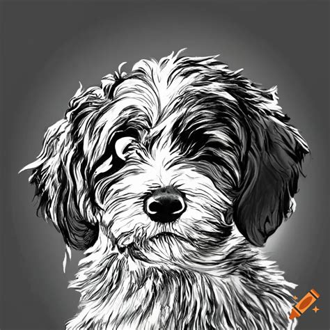 Aussiedoodle Drawing Black And White
