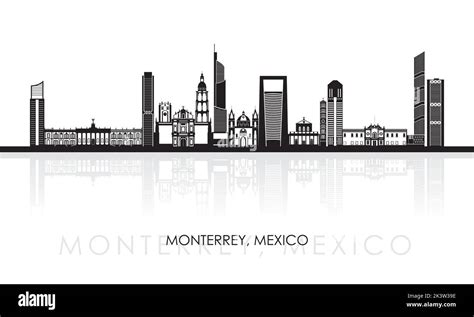 Silhouette Skyline panorama of city of Monterrey, Mexico - vector ...