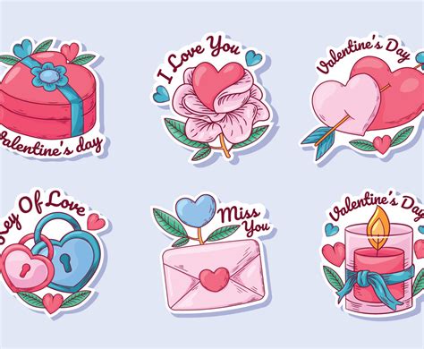 Happy Valentine Day Sticker Set Vector Art And Graphics