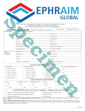 Fillable Online Account Opening Form Ephraim Global Fax Email Print