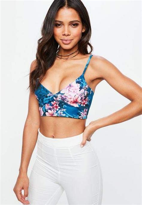 Missguided Blue Floral Print Bralette Printed Bralette Fashion