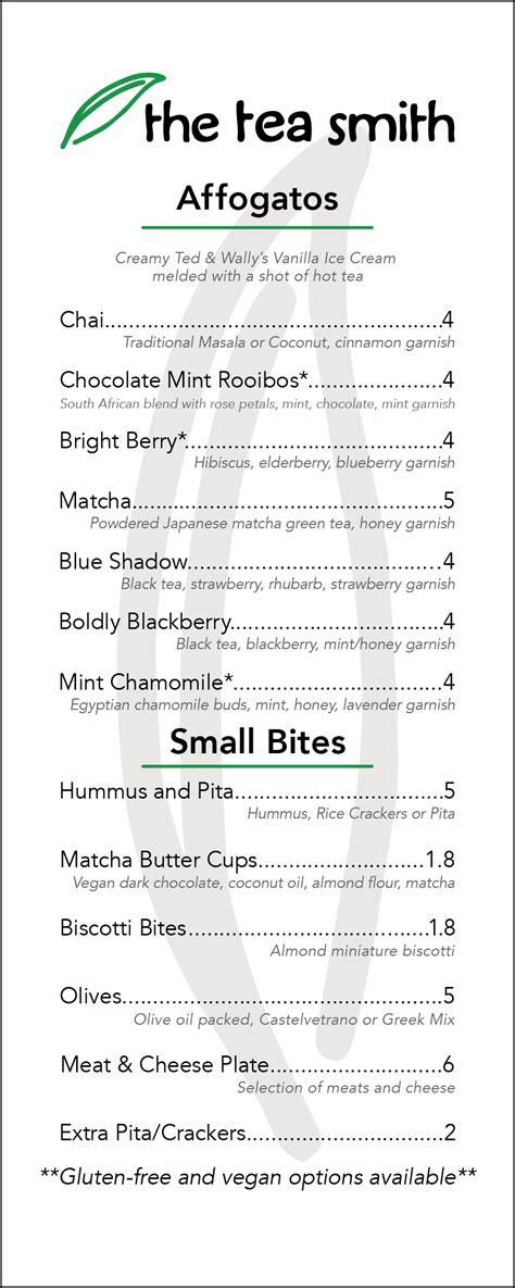 Tea Smith After 5 Menu – The Tea Smith Blog