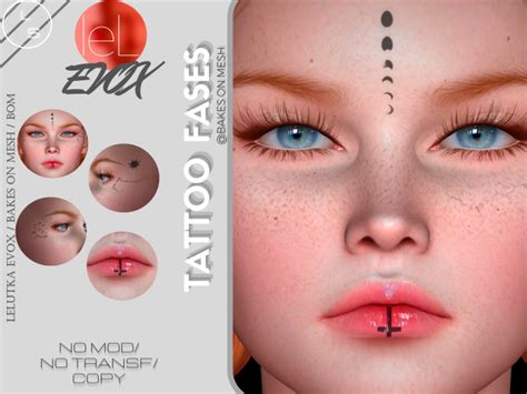 Second Life Marketplace Ls Tattoo Fases Head Lelutka Evox Bom