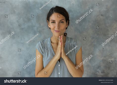 Portrait Sneaky Scheming Young Woman Brown Stock Photo 2055423989