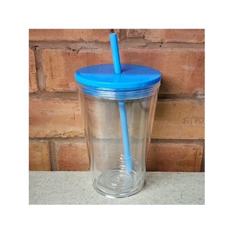 Lets Get Crafty Wholesale 16oz Clear Double Wall Tumbler Blue