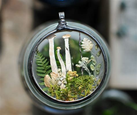 Forest Jewelry Cottagecore Real Tiny Mushroom Necklace Etsy