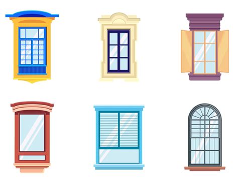 Conjunto De Ventanas En Estilo De Dibujos Animados 1339055 Vector En