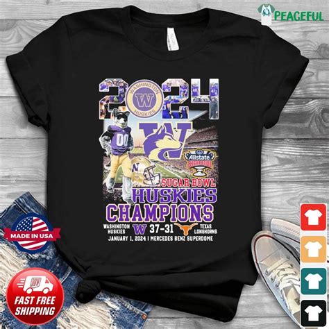 2024 Washington Huskies Mascot Sugar Bowl Champions Finals Score Shirt ...