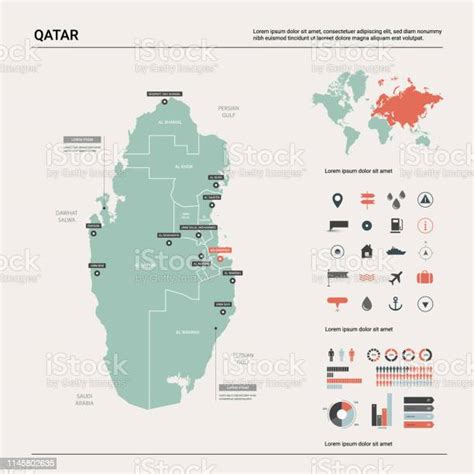 卡塔爾的向量圖高詳細的國家地圖與分裂城市和資本杜哈政治地圖 世界地圖 資訊圖元素向量圖形及更多地圖圖片 地圖 卡塔爾 阿拉伯 多哈