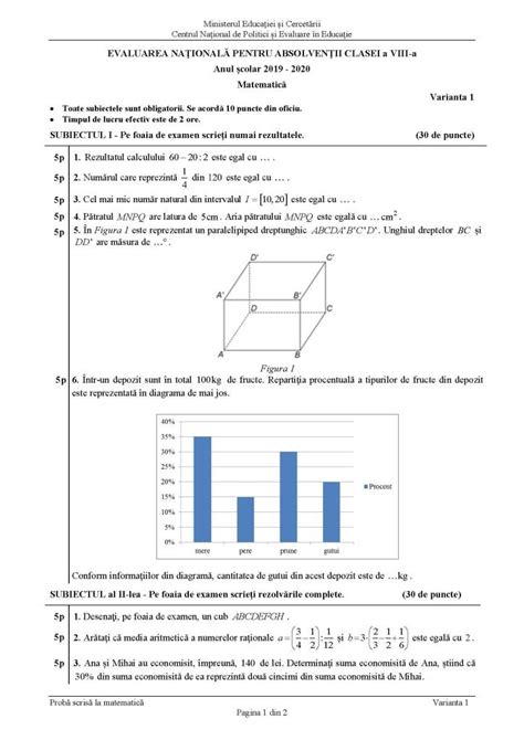 Subiecte Matematica Evaluare Nationala Clasa Blog Examenultau