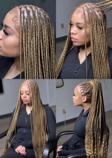 Honey Blonde Mixed Color Knotless Braids Blonde Braids Braiding Hair