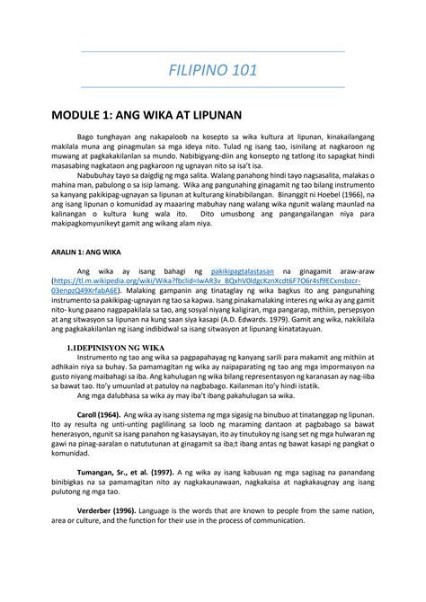 Solution Filipino Modyul Aralin Studypool