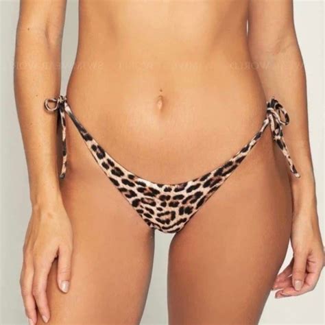 Swim Peixoto Womens Toni Leopard Side Tie String Bikini Bottoms Size