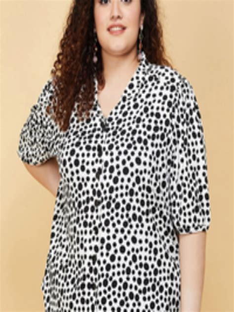 Buy Max Women Plus Size White And Black Print Top Tops For Women