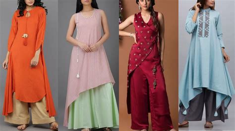 Long Kurti With Plazo Kurti With Palazzo Pants Kurti Designs With Plazo