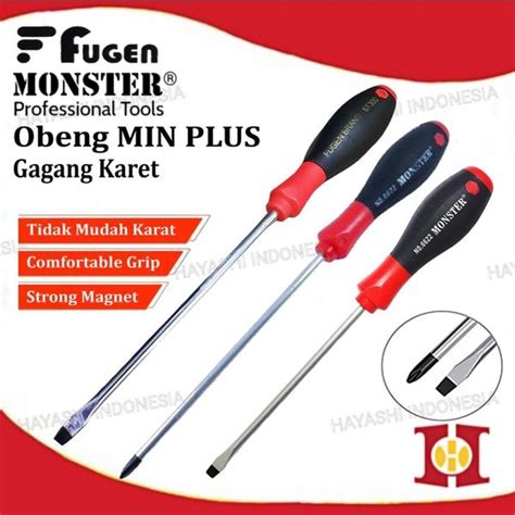 Jual Obeng Min Plus Kembang Bolak Balik Screwdriver Magnet Gagang Karet