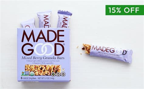 Organic Mixed Berry Granola Bars 6 Count Madegood Foods Good Eggs