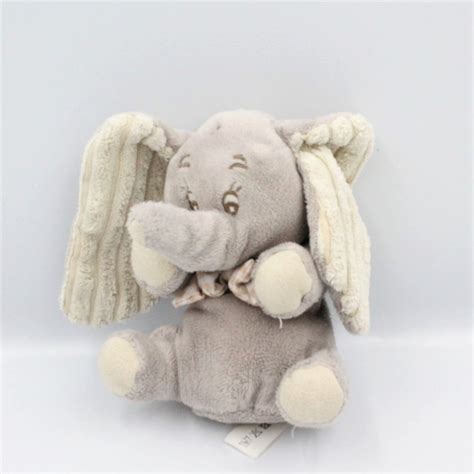 Doudou L Phant Gris Dumbo Noeud Vichy Beige Disney Nicotoy