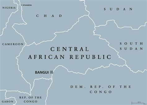 Mapa Político De República Centro Africana Ilustração do Vetor