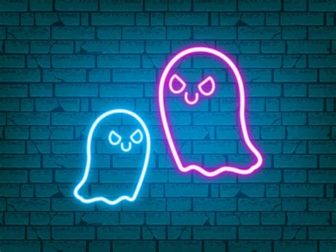 Cute Ghost Neon Light Graphic By Sobriefx Creative Fabrica