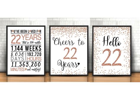 22nd Birthday Signs Bundle Cheers To 22 Years Hello 22 Etsy Canada