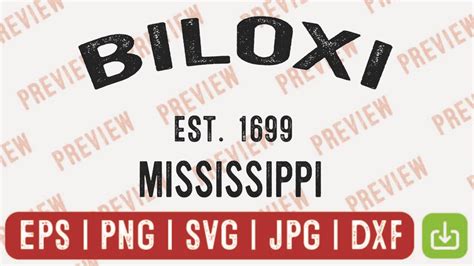 Vintage Biloxi City Mississippi Est Souvenir Svg Eps Dxf Png Cut