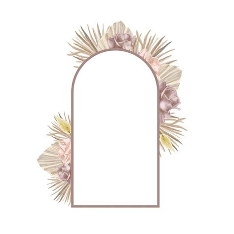 Bohemian Floral Decoration Vector Frame Wedding Arch Decoration Design Invitation Template With