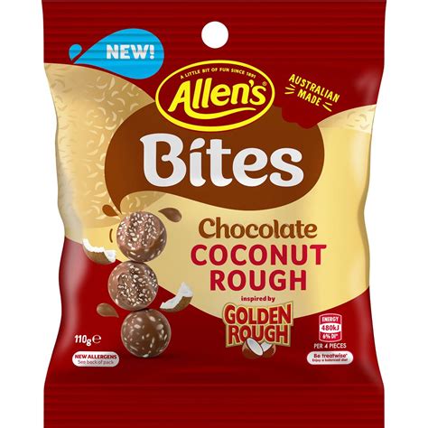 Allens Bites Chocolate Coconut Rough 110g Woolworths