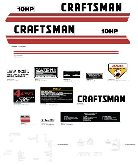 Craftsman 10hp 4 Speed 36 Decal Kit Vintage Reproductions