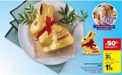 Offre Lapin Or Chocolat Au Lait Lindt Sur Le Me Chez Carrefour