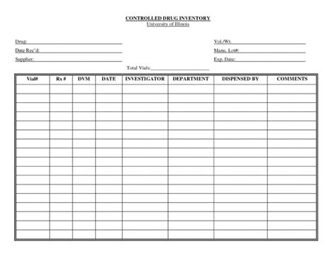 Controlled Substance Inventory Log Fill And Sign Printable Template