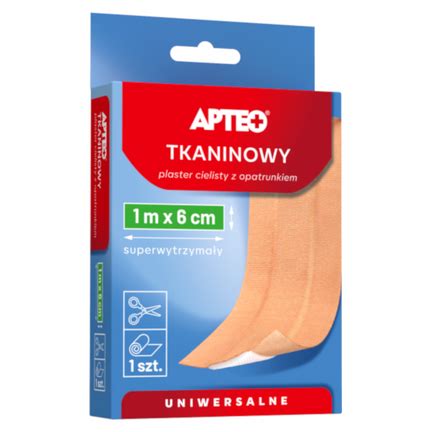 APTEO plaster tkaninowy cielisty z opatrunkiem 6 cm x 1 m do cięcia