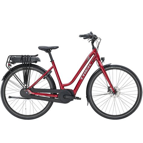 Vélo de ville électrique Femme TREK District 1 Midstep Rouge 500Wh