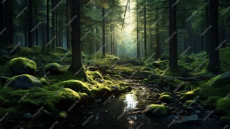 Premium Ai Image Forest Realism Background