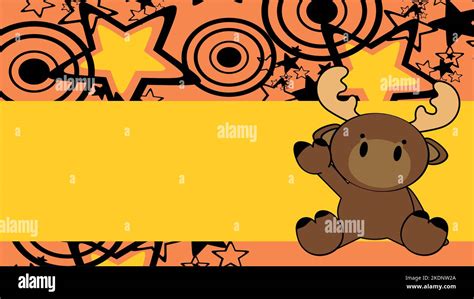 Sitting Baby Moose Chibi Cartoon Illustration Background In Vector
