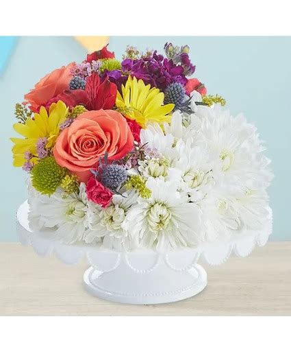 Birthday Wishes Flower Cake® Brightest Day™ Arrangement In Croton On