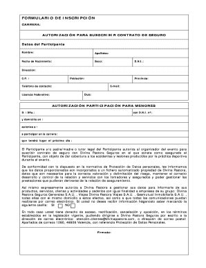 Fillable Online FORMULARIO DE INSCRIPCIN Autorizacin 151009 Fax Email