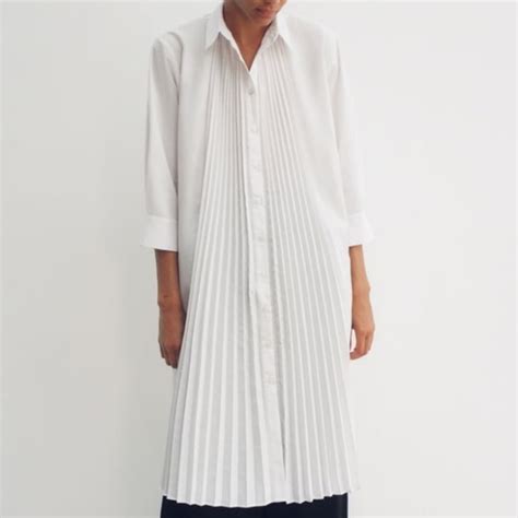 Zara Dresses Zara White Pleated Poplin Dress Poshmark