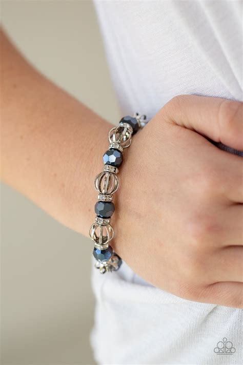 Metro Squad Blue And Silver Bracelet Paparazzi Flamingo Angie